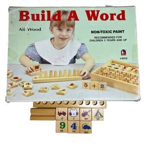 Vintage Wooden Build A Word Montessori Wooden Toy educational children's words